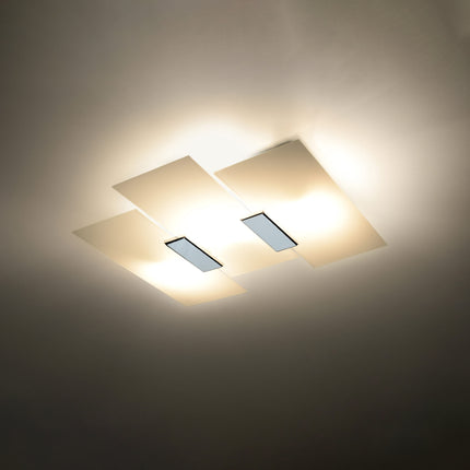 Plafonnier Panneaux Géométriques Blanc dans une salle à manger
