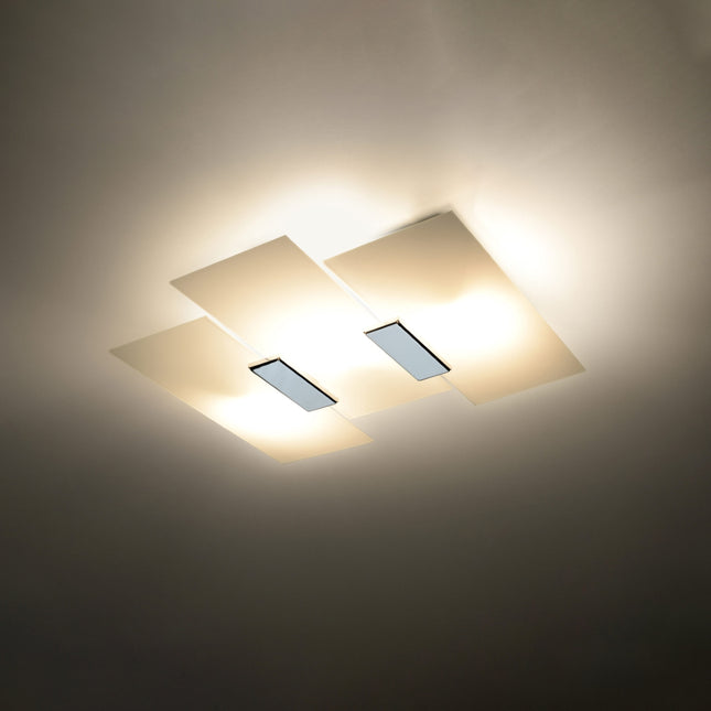 Plafonnier Panneaux Géométriques Blanc dans une salle à manger
