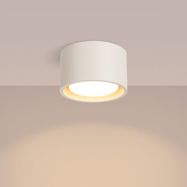 Plafón Pastilla beige, luz encendida