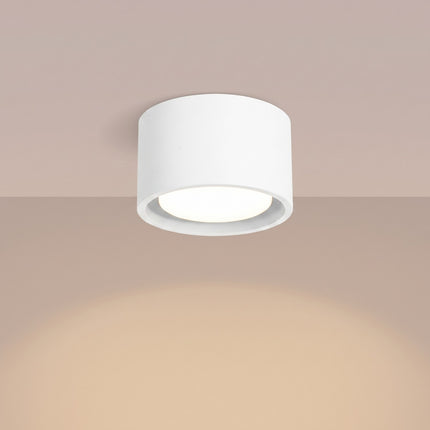 Plafonnier Pastille blanc, lumière allumée