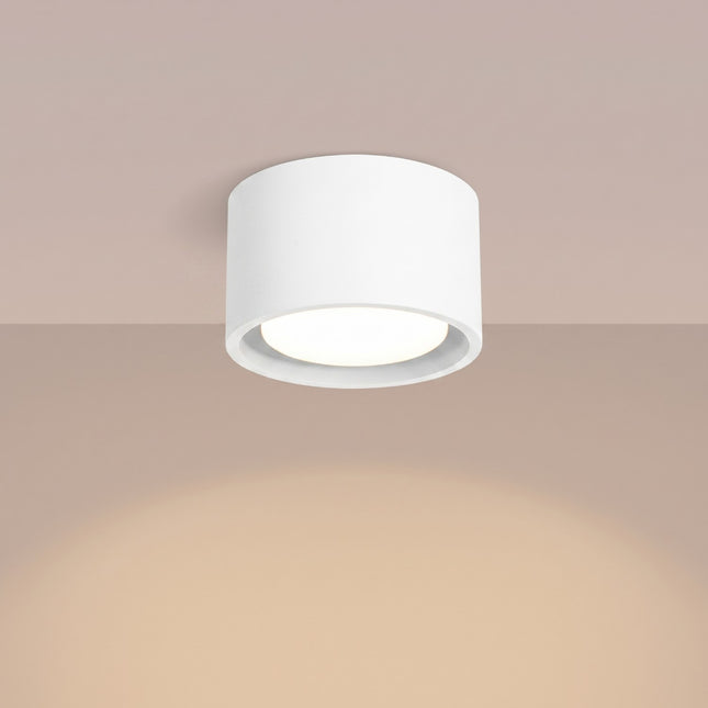 Plafonnier Pastille blanc, lumière allumée