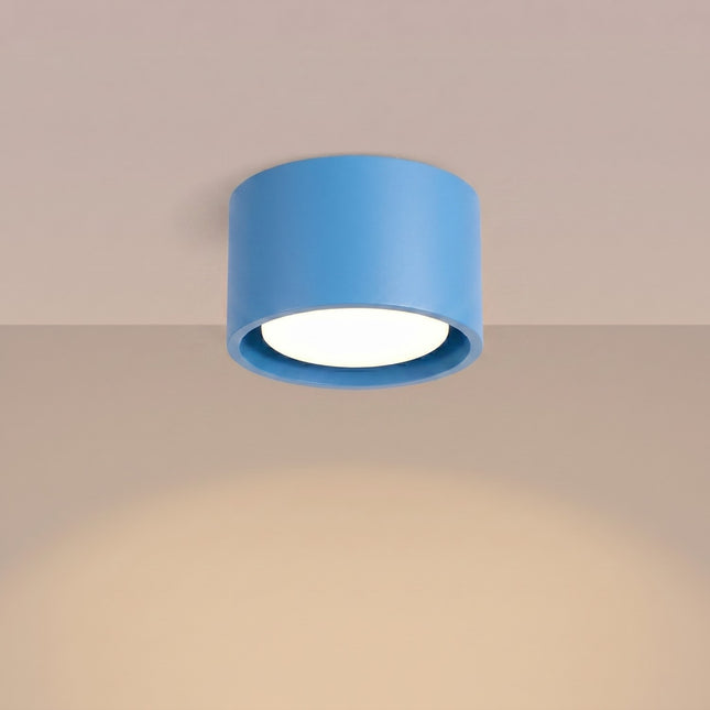 Plafón Pastilla azul azur, luz encendida