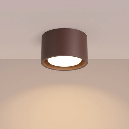 Plafonnier Pastille brun chocolat, lumière allumée