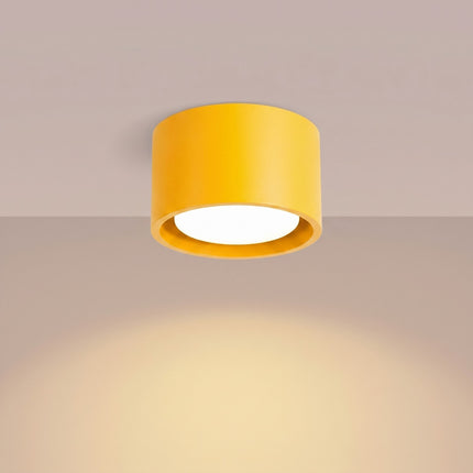 Plafonnier Pastille jaune ambré, lumière allumée