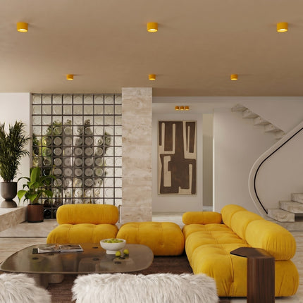 Plafonnier Pastille jaune ambré, vue d'ambiance