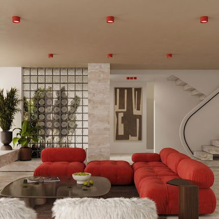 Plafonnier Pastille rouge vif, vue d'ambiance