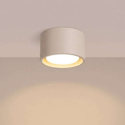 Plafonnier Pastille taupe, lumière allumée