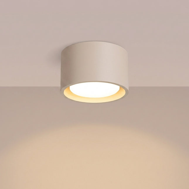Plafón Pastilla taupe, luz encendida