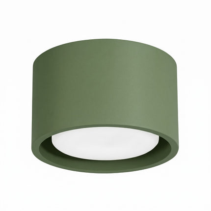 Plafonnier Pastille vert olive, packshot sur fond blanc