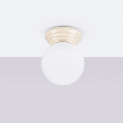 plafonnier perle céramique beige ip44, vue en situation