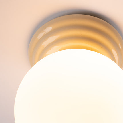 plafonnier perle céramique beige ip44, vue de détail