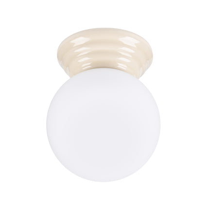 plafonnier perle céramique beige ip44, packshot sur fond blanc