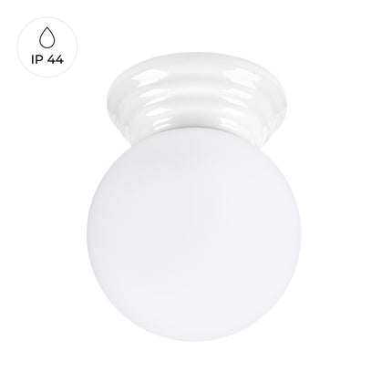 plafonnier perle céramique blanc ip44, vue produit