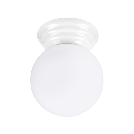 plafonnier perle céramique blanc ip44, packshot sur fond blanc