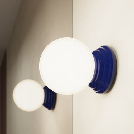 plafonnier perle céramique bleu outremer ip44, intérieur contemporain
