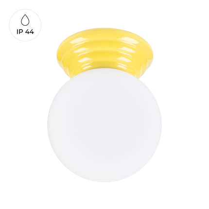 plafonnier perle céramique jaune ambré ip44, vue produit
