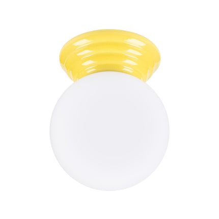 plafonnier perle céramique jaune ambré ip44, packshot sur fond blanc