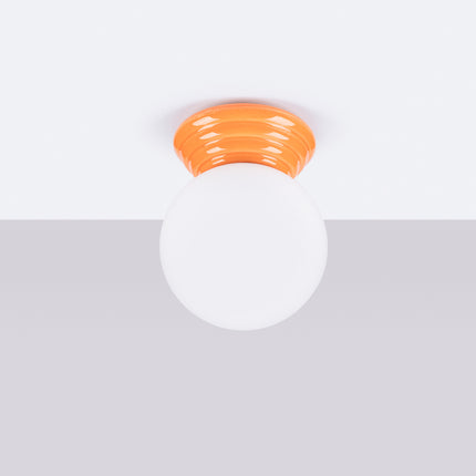plafonnier perle céramique orange ip44, vue en situation