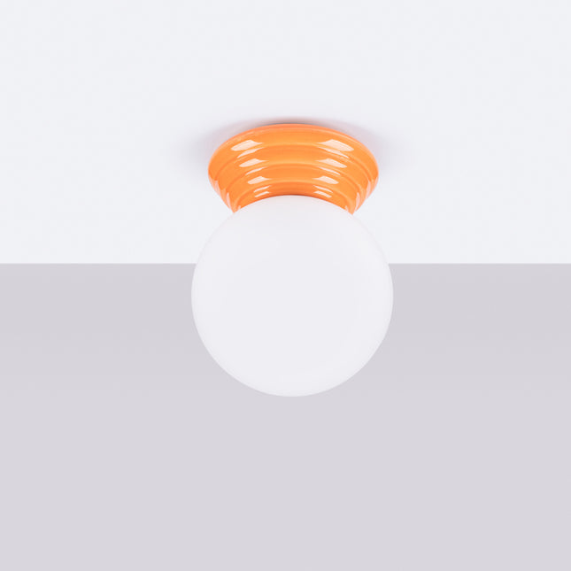 plafonnier perle céramique orange ip44, vue en situation