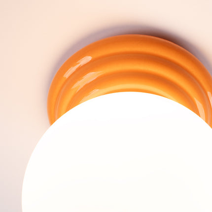 plafonnier perle céramique orange ip44, vue de détail