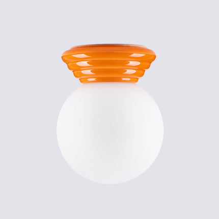 plafonnier perle céramique orange ip44, détail de la matière