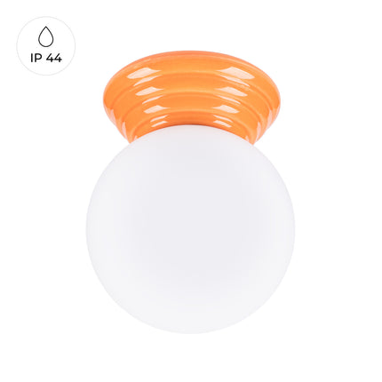 plafonnier perle céramique orange ip44, vue produit