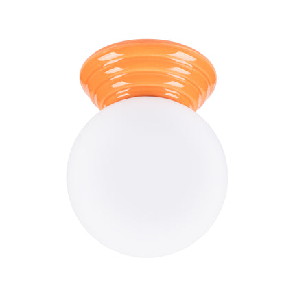 plafonnier perle céramique orange ip44, packshot sur fond blanc