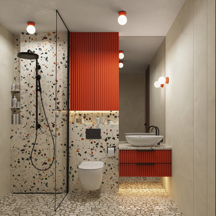plafonnier perle céramique pêche ip44, vue d'ambiance