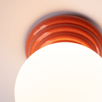 plafonnier perle céramique pêche ip44, vue de détail
