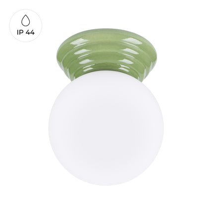 plafonnier perle céramique vert olive ip44, vue produit