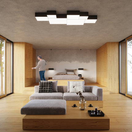 Plafonnier Plateforme carré 45 noir vu sous un angle
