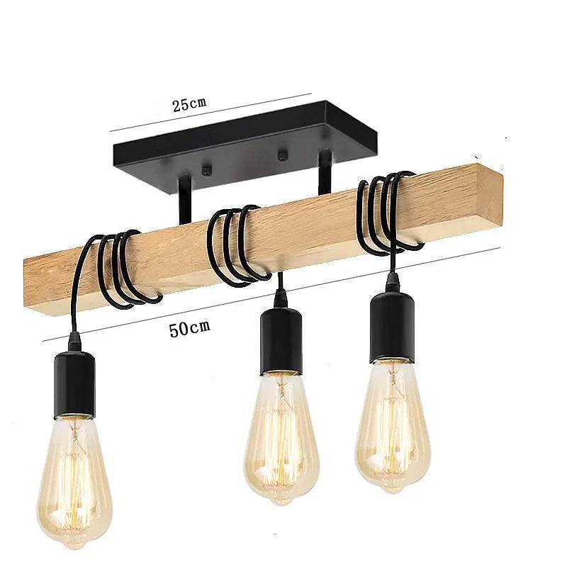 Dimensions Lámpara de techo moderna de madera enrollada