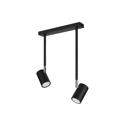 Plafonnier Précision Moderne 2 noir, double spot cylindrique orientable en acier laqué