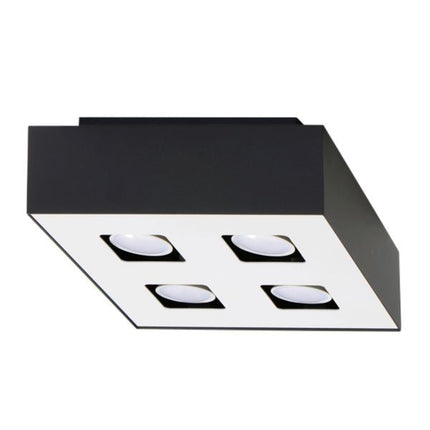 Plafonnier Quadruple Raffiné noir en acier noir mat sur fond neutre