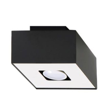 Plafonnier Raffiné noir en acier noir mat sur fond neutre