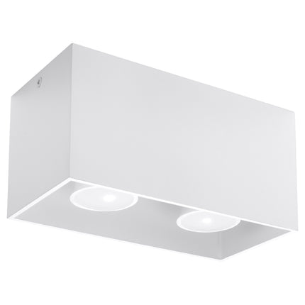 Plafonnier Rectangle Blanc en aluminium à deux spots dans une ambiance chaleureuse