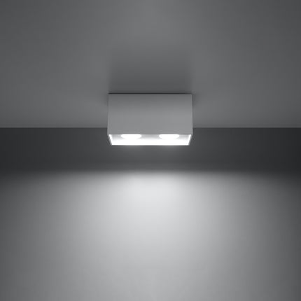 Plafonnier Rectangle Blanc en aluminium à deux spots en situation dans un intérieur moderne