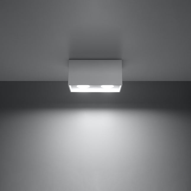 Plafonnier Rectangle Blanc en aluminium à deux spots en situation dans un intérieur moderne
