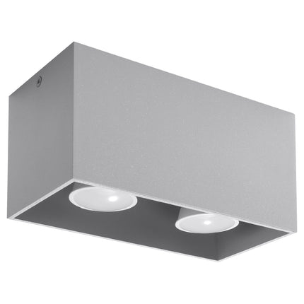 Plafonnier Rectangle Gris en aluminium à deux spots dans une ambiance chaleureuse