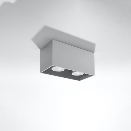 Plafonnier Rectangle Gris en aluminium à deux spots dans un salon contemporain