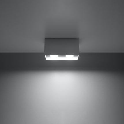 Plafonnier Rectangle Gris en aluminium à deux spots en situation dans un intérieur moderne