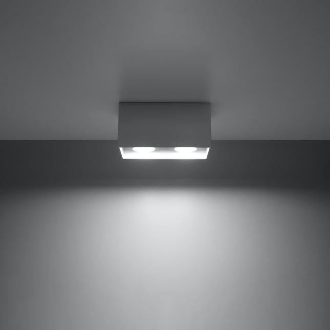Plafonnier Rectangle Gris en aluminium à deux spots en situation dans un intérieur moderne