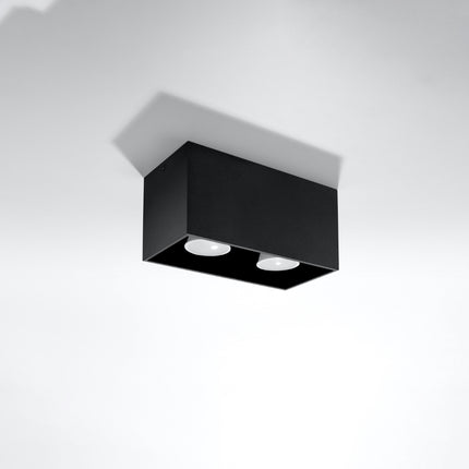 Plafonnier Rectangle Noir en aluminium à deux spots dans un salon contemporain