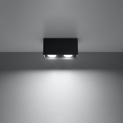 Plafonnier Rectangle Noir en aluminium à deux spots en situation dans un intérieur moderne