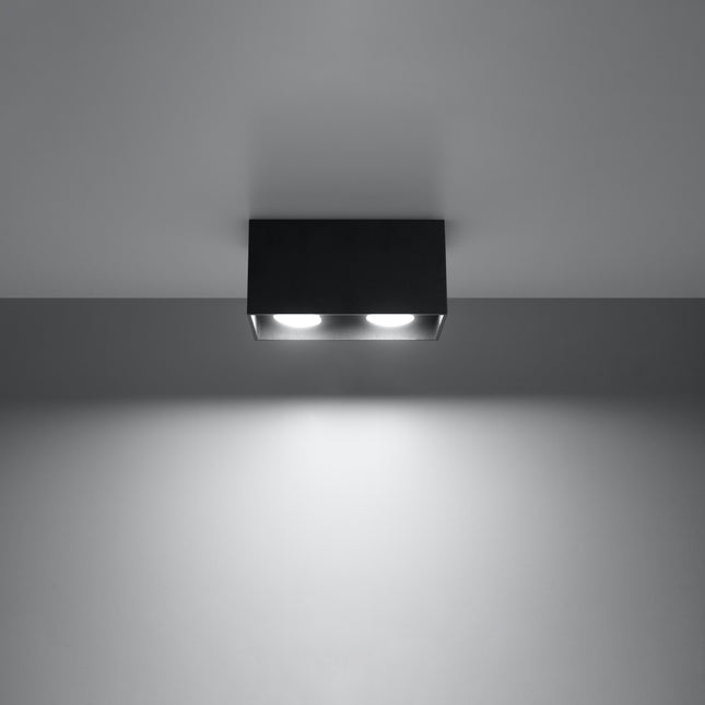 Plafonnier Rectangle Noir en aluminium à deux spots en situation dans un intérieur moderne
