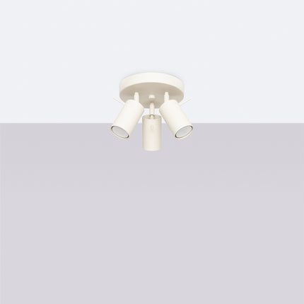 plafonnier rond 3 spots orientables beige, vue en situation