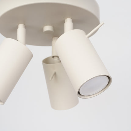 plafonnier rond 3 spots orientables beige, détail de la finition