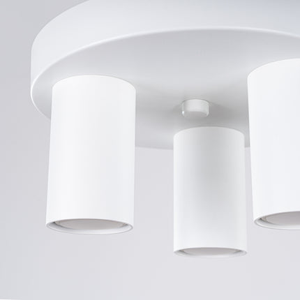 plafonnier rond 3 tubes blanc, détail de la finition