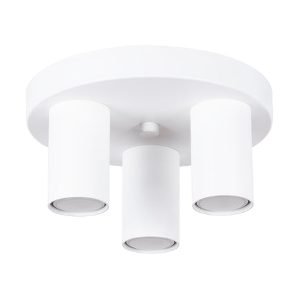plafonnier rond 3 tubes blanc, packshot sur fond blanc