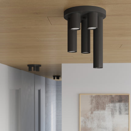 plafonnier rond 3 tubes noir, vue produit